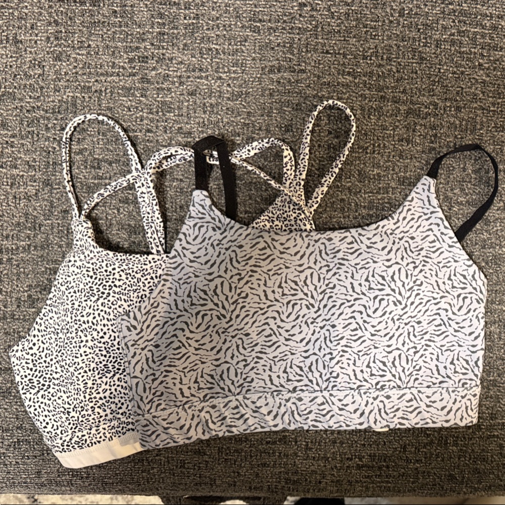 ALLFENIX Set of 2 Women's Black and White Patterned Sports Bras